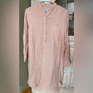 100% linen shirt dress pale peach mandarin collar $179 Mr. Mrs. Mood medium